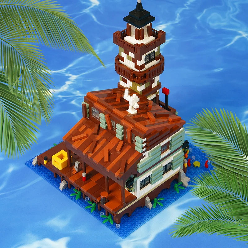 2689PCS Fishing Village House Building Blocks Micro Bricks Wood Cabin Assemble Architectural Toy Set Gift For Children Kids