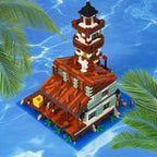 2689PCS Fishing Village House Building Blocks Micro Bricks Wood Cabin Assemble Architectural Toy Set Gift For Children Kids