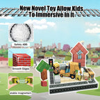 103PCS Magnetic Building Blocks Set - Construction Town STEM Toys for Kids, Educational Engineering Kit with Cars & Signs, Creat
