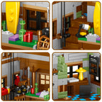 1881PCS Creative Fishing Village Cabin Building Blocks Seaport Wood House Assemble Micro Bricks Toys Gift For Children Kids