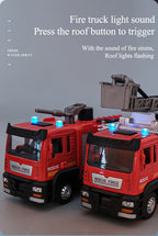 1:50 Fire Truck Alloy Diecast Simulation Sprinkler Toy with Light Music Water Spray Rescue Car Children's Toy Firefighter Truck