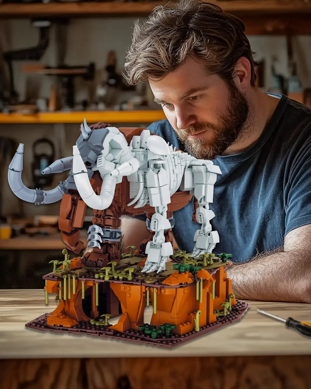 1310PCS Jurassic Mammoth Skeleton Building Blocks Ancient Animal Model Educational DIY Toy Birthday Gift For Boys Children