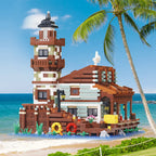 2689PCS Fishing Village House Building Blocks Micro Bricks Wood Cabin Assemble Architectural Toy Set Gift For Children Kids