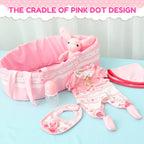 10Pcs Doll Clothes Set Portable Baby Doll Accessories with Bassinet Diaper Pacifier Feeding Bottle for Children Toddler Girl Boy