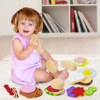 28PCS Felt  Combination Kitchen Food Toy Set Soft Hamburger Sandwich for Kids House Pretend Play Kitchen Toys Chirstmas Gifts