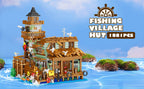 1881PCS Creative Fishing Village Cabin Building Blocks Seaport Wood House Assemble Micro Bricks Toys Gift For Children Kids