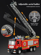 1:50 Fire Truck Alloy Diecast Simulation Sprinkler Toy with Light Music Water Spray Rescue Car Children's Toy Firefighter Truck