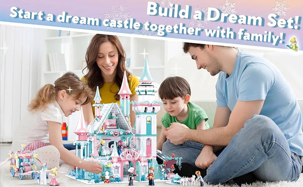 1314PCS Frozen Magic Castle Building Blocks Ice Queen Princess Carriage Model Bricks Set With Figures Girls Gift Children's Toys