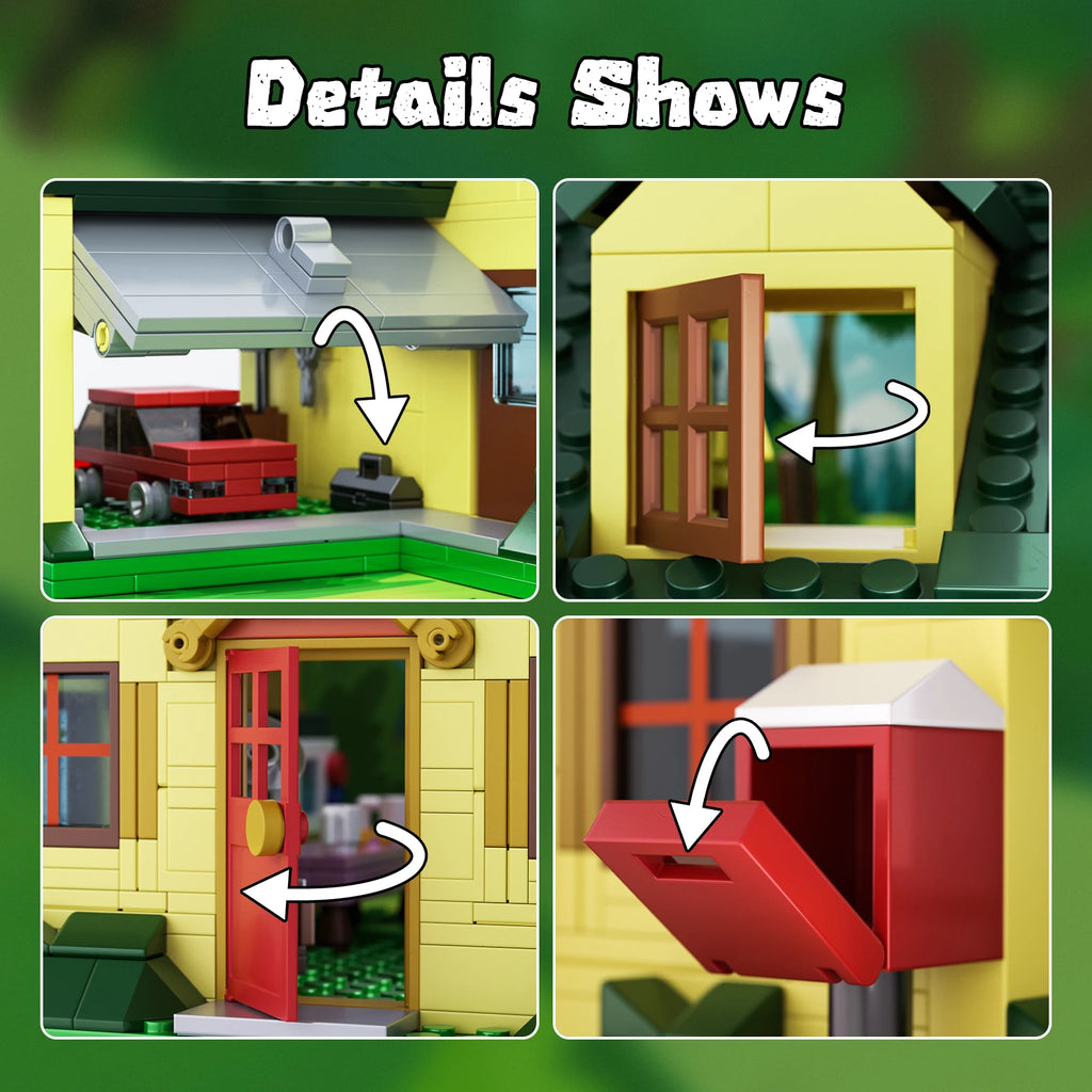 1256PCS Griffin Family House Building Blocks Set Funny Valley Home Yellow Suburb House Model Bricks Toys Gifts for Kids Adults