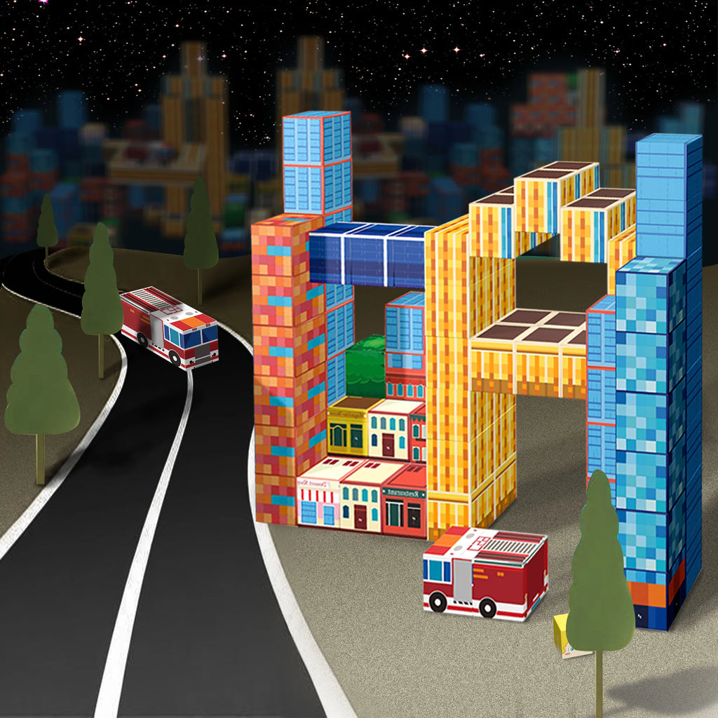 112PCS Magnetic Building Blocks Set, 3D Magnetic Tiles for Kids STEM Toys, Castle/Tower Construction Kit, Educational Learning T