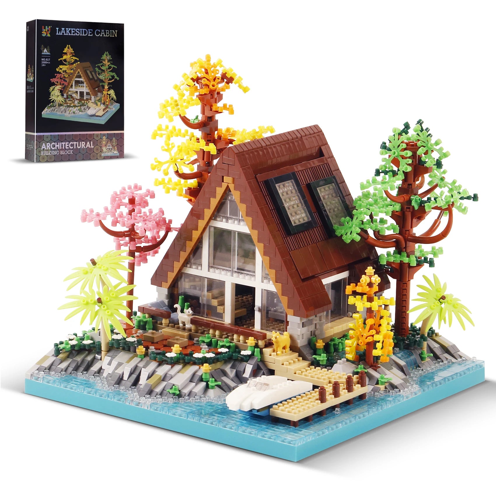 2688PCS Cretive Log Cabin House Building Blocks Street View Villa Country House Architecture Model Mini Brick Toys Kid For Gifts