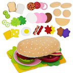 28PCS Felt  Combination Kitchen Food Toy Set Soft Hamburger Sandwich for Kids House Pretend Play Kitchen Toys Chirstmas Gifts