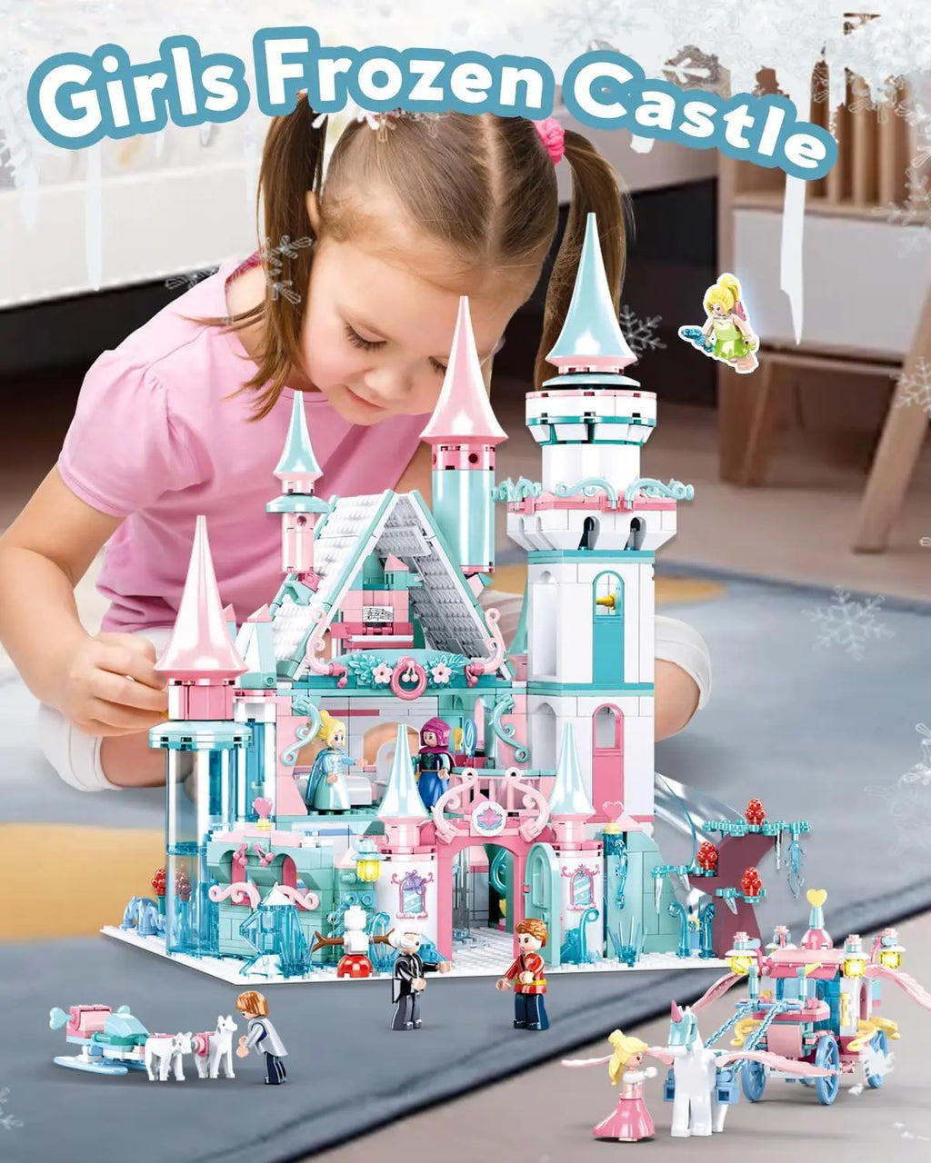 1314PCS Frozen Magic Castle Building Blocks Ice Queen Princess Carriage Model Bricks Set With Figures Girls Gift Children's Toys
