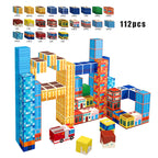 112PCS Magnetic Building Blocks Set, 3D Magnetic Tiles for Kids STEM Toys, Castle/Tower Construction Kit, Educational Learning T