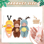 1/6 Pcs 4 Inch Mini Reborn Baby Dolls Toy Set Realistic Baby Doll with Cute Animal Clothes Gifts for Birthday Christmas Exquisit