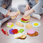 28PCS Felt  Combination Kitchen Food Toy Set Soft Hamburger Sandwich for Kids House Pretend Play Kitchen Toys Chirstmas Gifts
