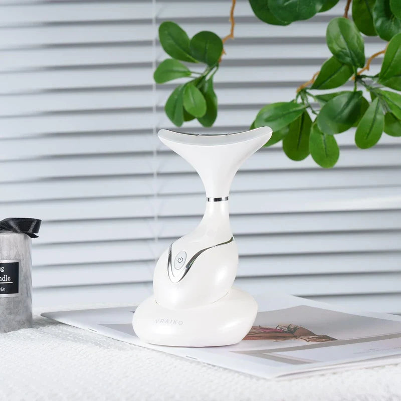 VRAIKO Iris Neck Face Massager, Pro Face Sculpting Tool with Charging Base, All-in-1 Facial Device for Skincare, Enhanced Absorption, and Home Facial Spa (Pearl White)