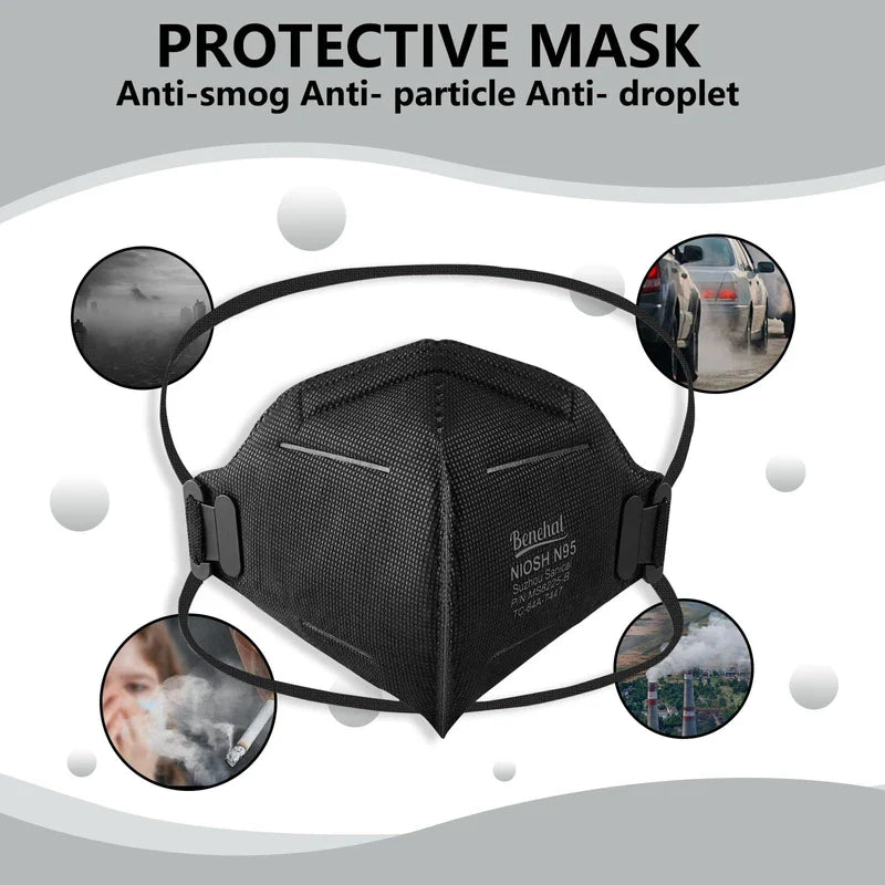 benehal N95 Mask Particulate Respirators, Pack of 50 N95 Face Masks, Individually Wrapped,Black