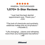 Akamai Mineral Toothpowder Remineralizes, Natural Ingredients for Oral Health - SELECT: Glass Jar (2mo supply)