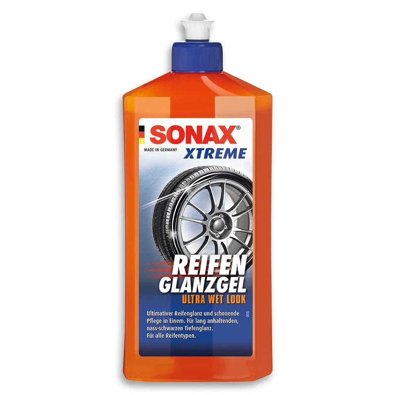 SONAX Xtreme Tyre Gloss Gel (500 ml) Nourishes and Protects Rubber and Tyres From Cracking and Colour Fading, Long-Lasting Tyre Gloss, Item No. 02352410