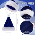Vicenpal 50 Pcs Santa Hat Bulk Christmas Hat Plush Velvet Party Hat for Men Women Christmas Party Decoration and Supplies(Blue)