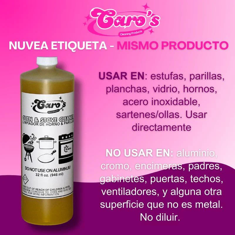 Caro's Pack de 32oz Limonazo, Removedor de Sarro, Desgrasa Degreaser, & Oven Cleaner Limpiador de Hornos Household