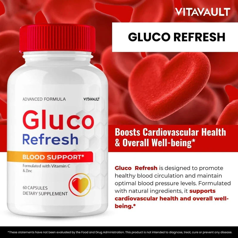 Vitavault Gluco Refresh Capsules, GlucoRefresh Support Supplement Pills - Maximum Strength, Gluco Refresh Health & Wellness Capsules, GlucoRefresh All Natural Formula Pills Reviews (2 Pack)
