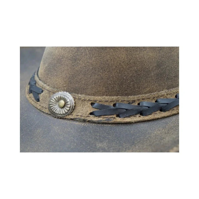 WALKER AND HAWKES - Outdoor Cowhide Leather Hat - Vintage Look, light brown