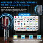 3200+ Miles Tv Antenna Indoor, 2025 Digital Antenna for Smart Tv Outdoor, Strongest HDTV Antenna for Local Channels with Amplifier, Signal Booster & 52FT Coax Cable/AC Adapter Support 8K 4K 1080p