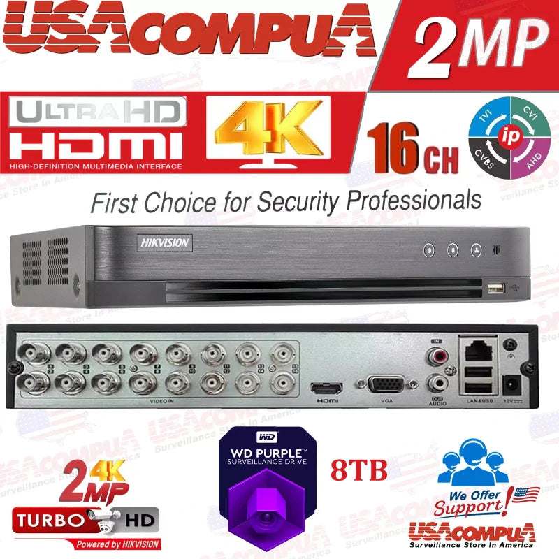Hikvision 2MP 16CH DVR DS-7216HGHI-K1 4K-UHD + 2CH IP Record 1080p Lite H.265  - NO HARD DISK