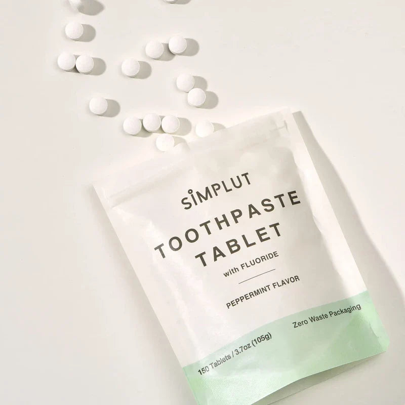 Chewable Toothpaste Tablets with Fluoride, 150 Pack - Travel Sized Oral Care, Eco Friendly Vegan Dental Tabs for Brushing - All Natural, SLS Free Ingredients for Adults - Peppermint Flavored