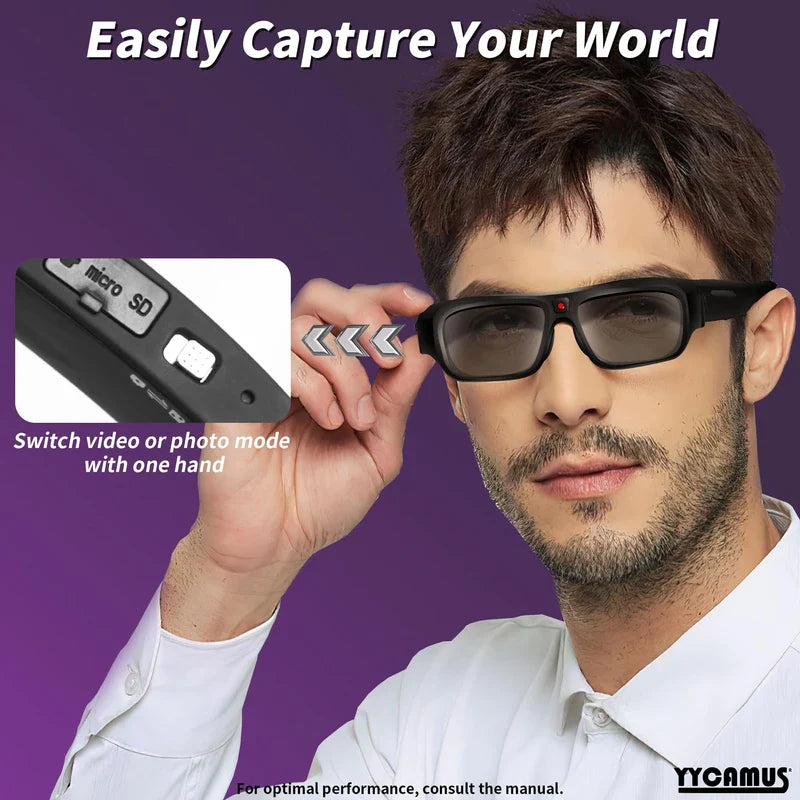 YYCAMUS 4K Camera Glasses, Upgrade Smart Sunglasses with Camera, Video Glasses with UV Protection for Outdoor Activities & Travel