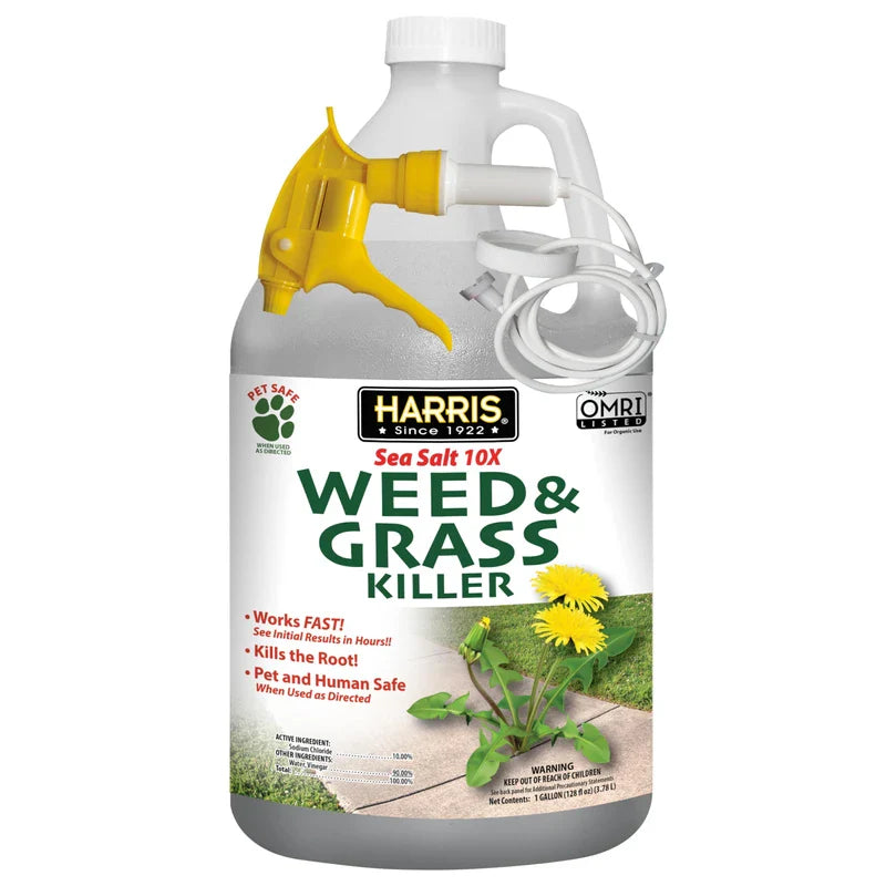 Harris 10X Sea Salt Grass Killer, Pet Safe, Kills to The Root with Spray Trigger, 128oz