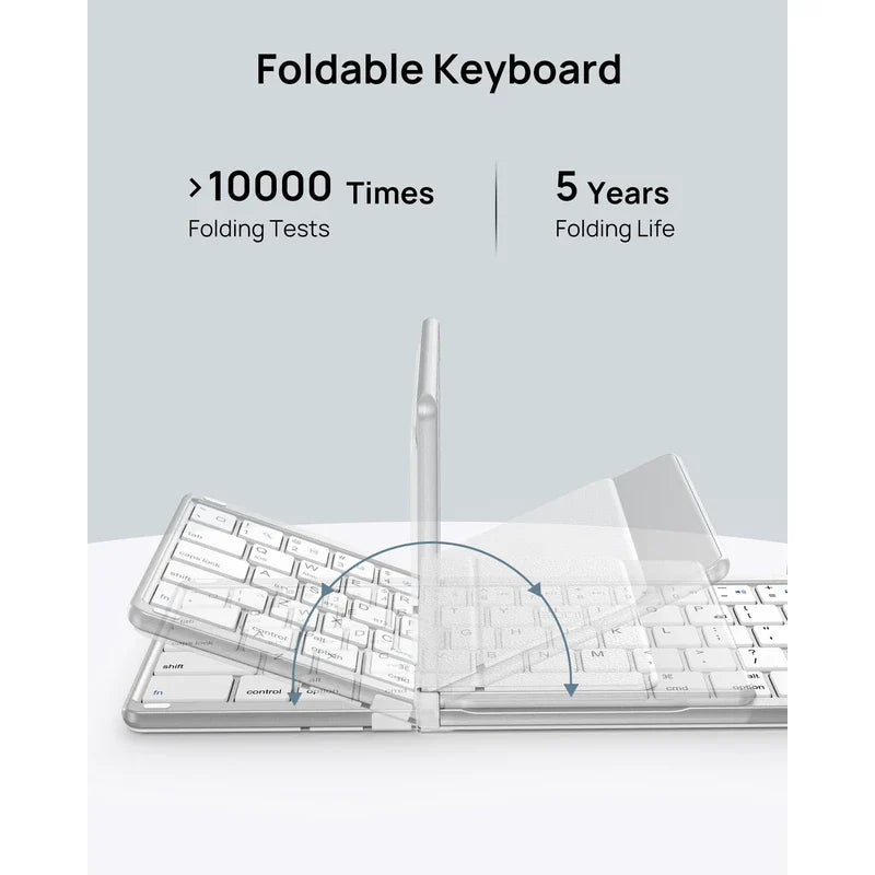 SODI Foldable Keyboard with Sensitive Touchpad, Portable Wireless Keyboard for iMac, Multi Devices, 2 in 1 Pocket-Sized Bi-Folding Portable Key-Board, Travel