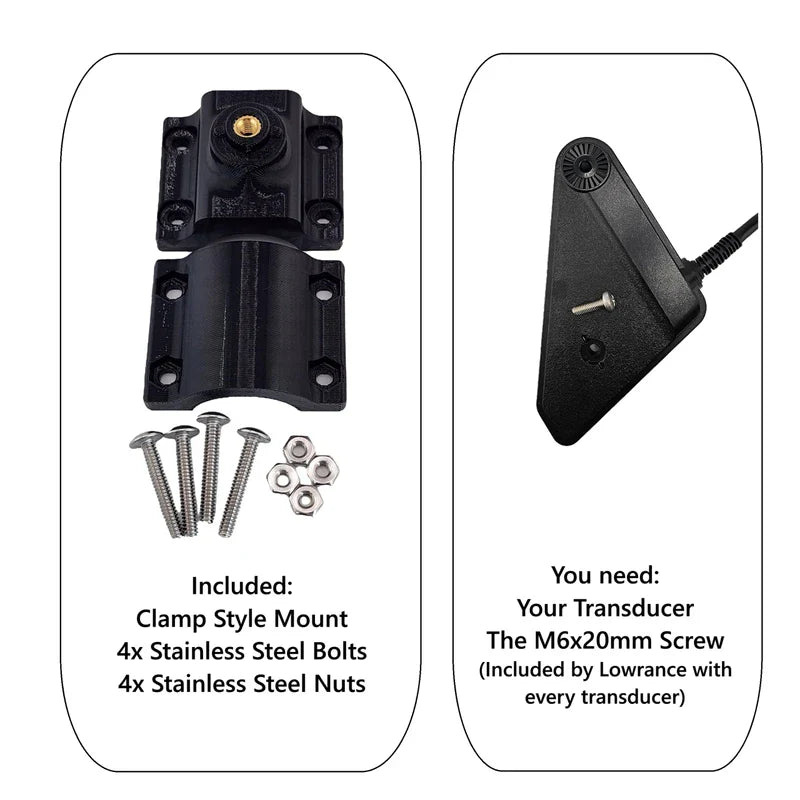Transducer Mount for Lowrance Eagle Eye 9 - for 3/4" PVC, Summit or HDI Pole, Adjustable Clamp Style for 1" to 1.5" Pole (Clamp Style for 1" to 1.5" Pole)