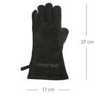 Morsø Kaminhandschuh, Links – hitzebeständiger Ofenhandschuh aus dickem Leder, Grillhandschuh für In- und Outdoor, im cleanen Design, Schwarz