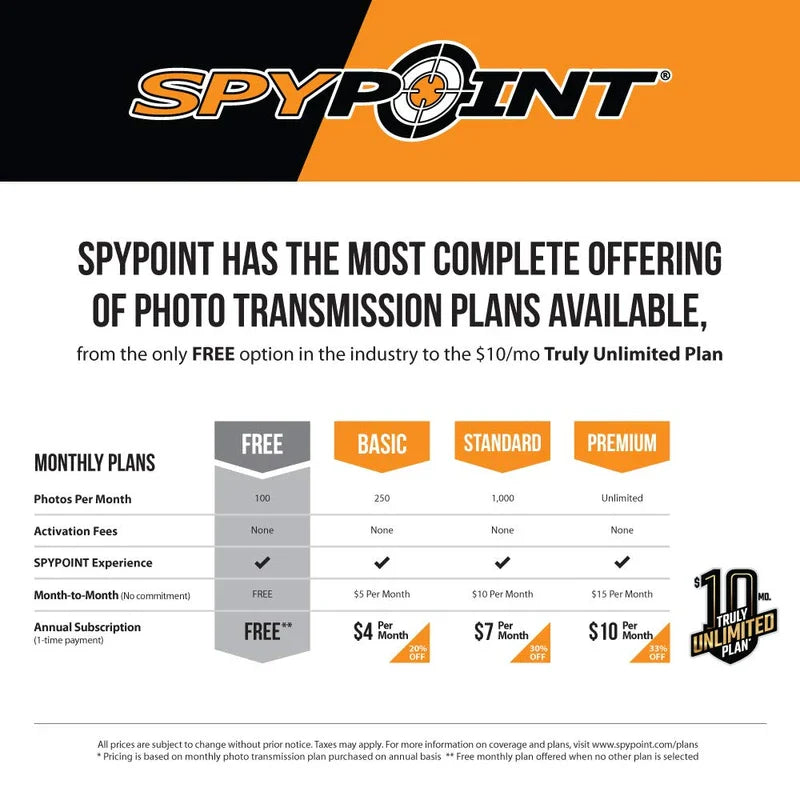 SPYPOINT Link-Micro-S-LTE Solar Cellular Trail Camera 4 LED Infrared Flash Game with 80ft Detection and Flash Range LTE-Capable Cellular Trail Camera 10MP 0.4-Second Trigger Speed