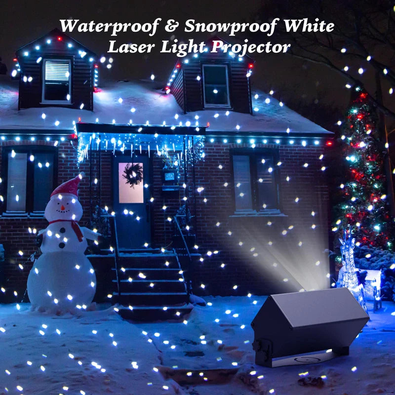 Outdoor Star Lights Projector, AIRIVO White Laser Fairy Lights Projector, Christmas Snowfall Projector, 3 Lighting Modes Garden Lights Snowflake Projector with Remote Control for Home, Patio,Landscape