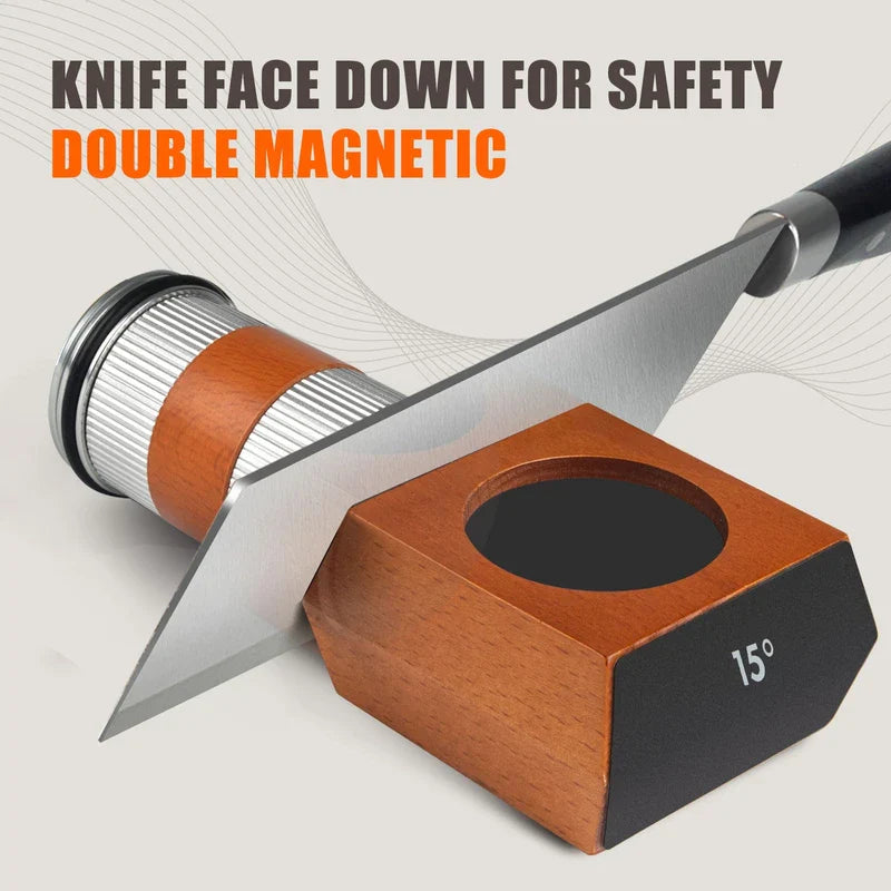 Knife Sharpener Tool,Upgraded Rolling Knife Sharpener Kit,Knife Sharpening with Diamond and Ceramic for Steel of Any Hardness,Kitchen Knives Sharpener Kit with 15 & 20 Degree Magnetic Angle (Silver)