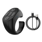 Fingertip Wireless Bluetooth Remote Control, TIK-to-k Remote Control APP Kindle Page Turner, Scrolling Rings Rechargeable Camera Remote for Phones Tablets(Black)
