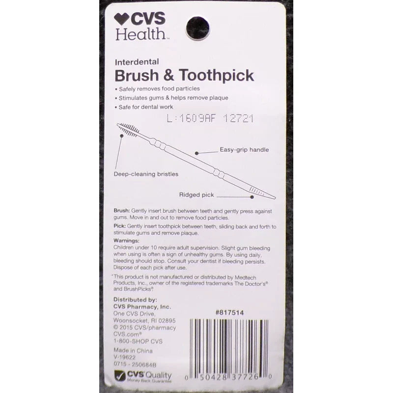 CVS Health Lot of 4 CVS Health Interdental Brush & Toothpick Mint 2 Pack Each