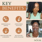 Noor Hair Rosemary Growth Spray - Hair Growth with Rosemary, Green coffee bean, Biotin, Cynatine Keratin, and MCT Oil from Palm Leaves - Thicker Hair - Scalp Itchiness Relief -  2 FL Haircare Nourishing