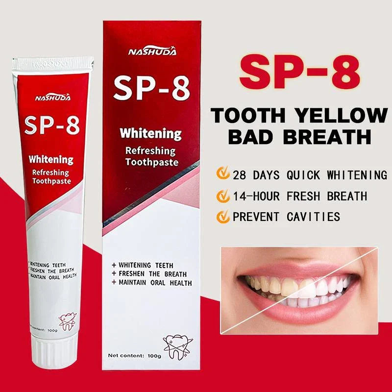 NASHUDA SP-8 Probiotic WhiteningToothpaste removes stains,Balances oral microbes, prevents cavitiesand freshens breath - Specification: 2PCS