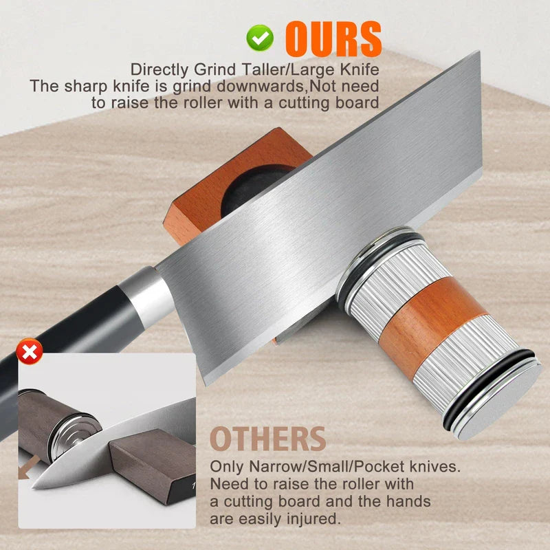 Knife Sharpener Tool,Upgraded Rolling Knife Sharpener Kit,Knife Sharpening with Diamond and Ceramic for Steel of Any Hardness,Kitchen Knives Sharpener Kit with 15 & 20 Degree Magnetic Angle (Silver)