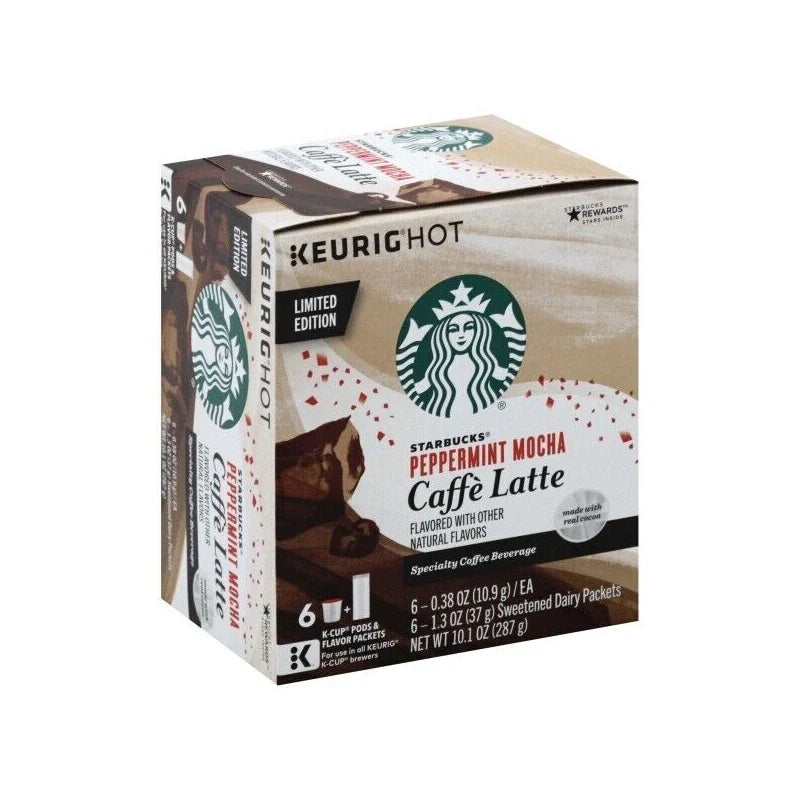 Starbucks LIMITED EDITION Peppermint Mocha Caffe Latte K-Cups, 6 Pack