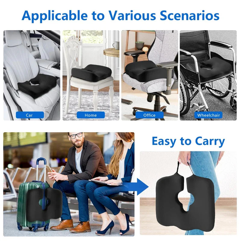 Adjustable Wheelchair Cushions for Tailbone Pain Relief Cushion, Pressure Relief Wheelchair Cushion, Donut Pillow for Hemorrhoids, Bedsores, Prostate, Tail Vertebrae，Sedentary Wheelchair (Black)