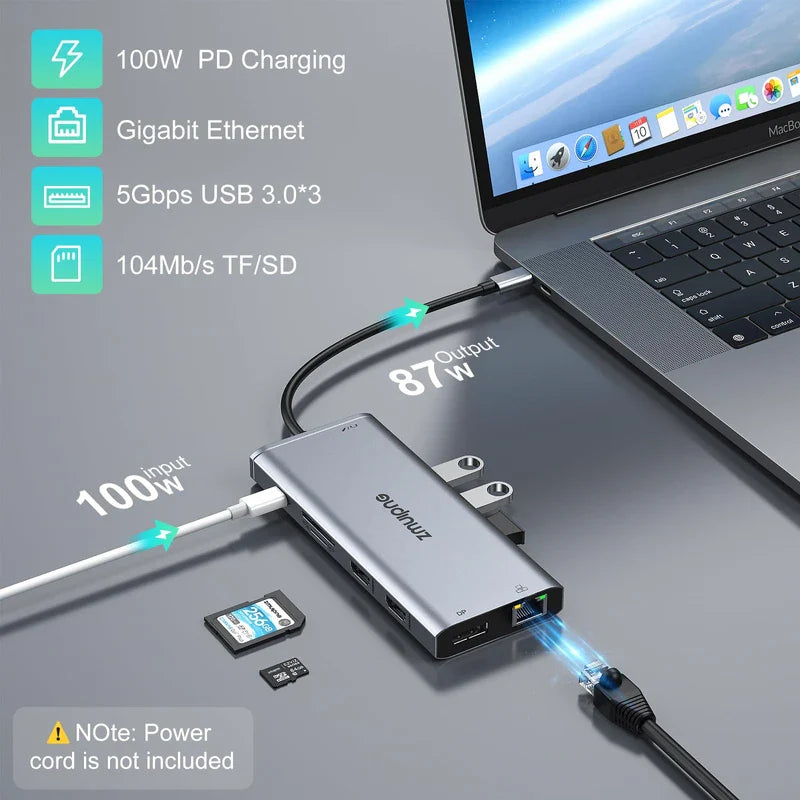USB C Docking Station Dual Monitor 2 HDMI for Dell HP, Thunderbolt 3/4 Dock USB C Hub Triple Monitor to Displayport, 2 HDMI 4K, Ethernet, 5 USB, PD, SD/TF, 3.5MM for Lenovo,Surface,MacBook Laptops