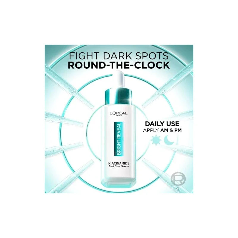 L’Oréal Paris Bright Reveal, 10% [Niacinamide + Amino Sulfonic Acid], Dark Spot Brightening Face Serum, for Sunspots, Age Spots and Post-Acne Marks, 30ml