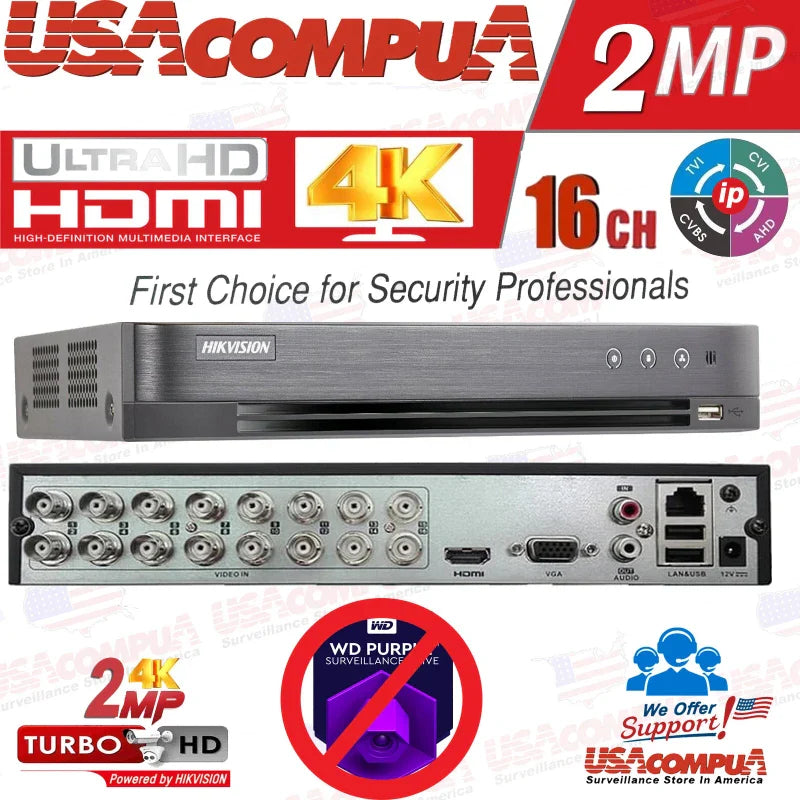 Hikvision 2MP 16CH DVR DS-7216HGHI-K1 4K-UHD + 2CH IP Record 1080p Lite H.265  - NO HARD DISK