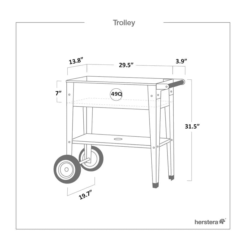 Herstera 8933901 Garden Trolley Wheeled Planter, Anthracite